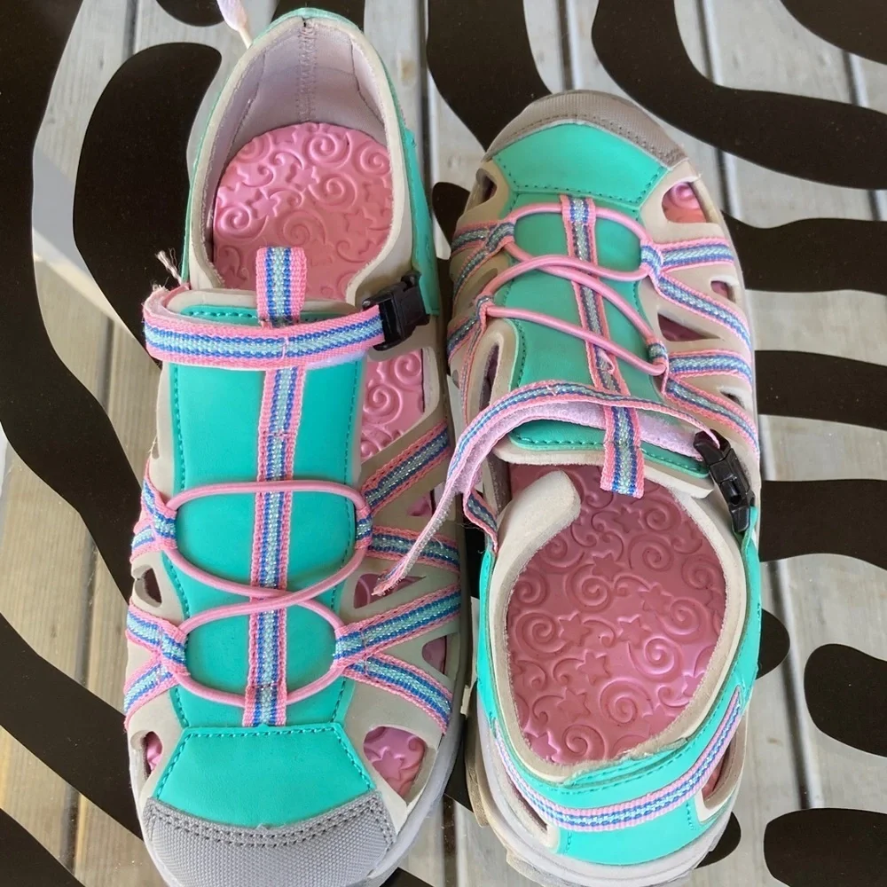 Kids' Teal and Pink Sandals